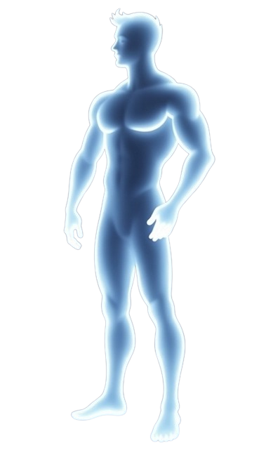 figura perfil de um homem fluorescente