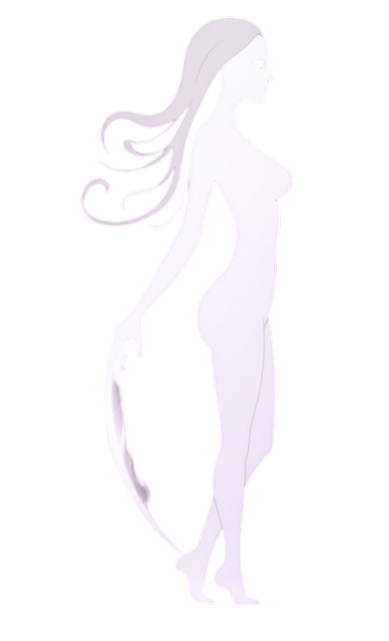 figura perfil de uma mulher fluorescente